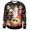 thumbnail image 3 of Sudadera navideña para hombre y mujer con estampado 3D de El hombre de jengibre, copos de nieve, reno, Papá Noel y pingüino, 3 of 5