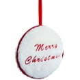 thumbnail image 2 of Allstate 7.5" Faux Fur "Merry Christmas" Disc Christmas Ornament - Red/White, 2 of 3
