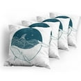 thumbnail image 5 of Ambesonne Ocean Throw Pillow Cover 4 Pack, Whale and Stars Old Ship, 24", Teal White, 5 of 7