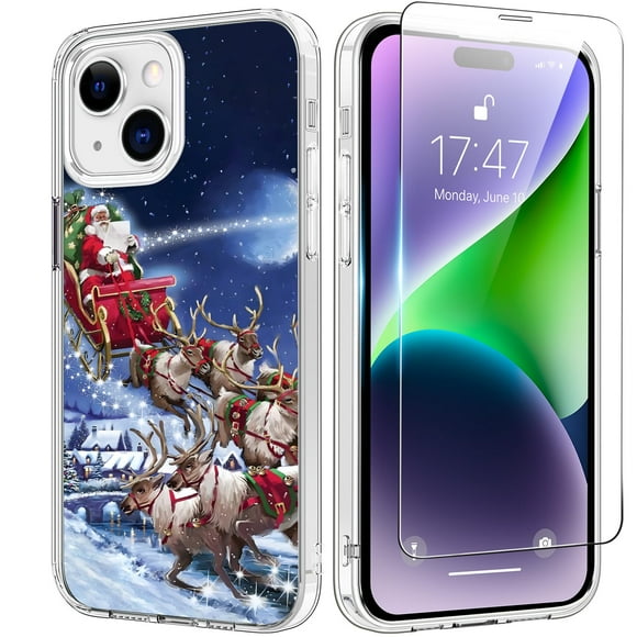 Funda para teléfono Bicol iPhone 15 Plus de 6.7 pulgadas, transparente para Navidad