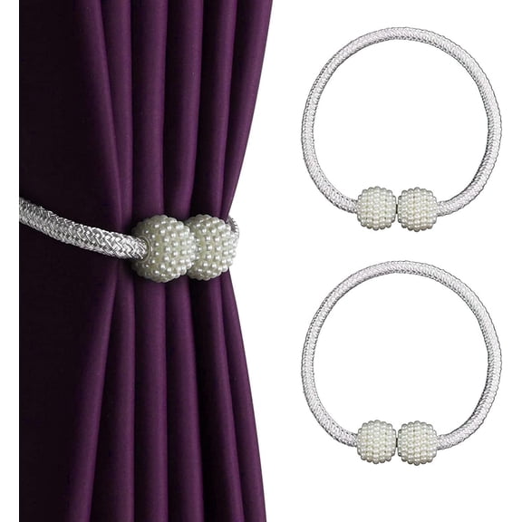 2 pcs Magnetic Curtain Tie Backs, Curtain Tiebacks, Decorative Rope for Home, Office, Hotel 18.1"-Purple