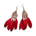 thumbnail image 1 of pitrice Feathers Earrings Long Drop Dangle Easy Matching Multicolor Classical Comfortable Modern Style Ear Pendants for Women Jewelry red, 1 of 6