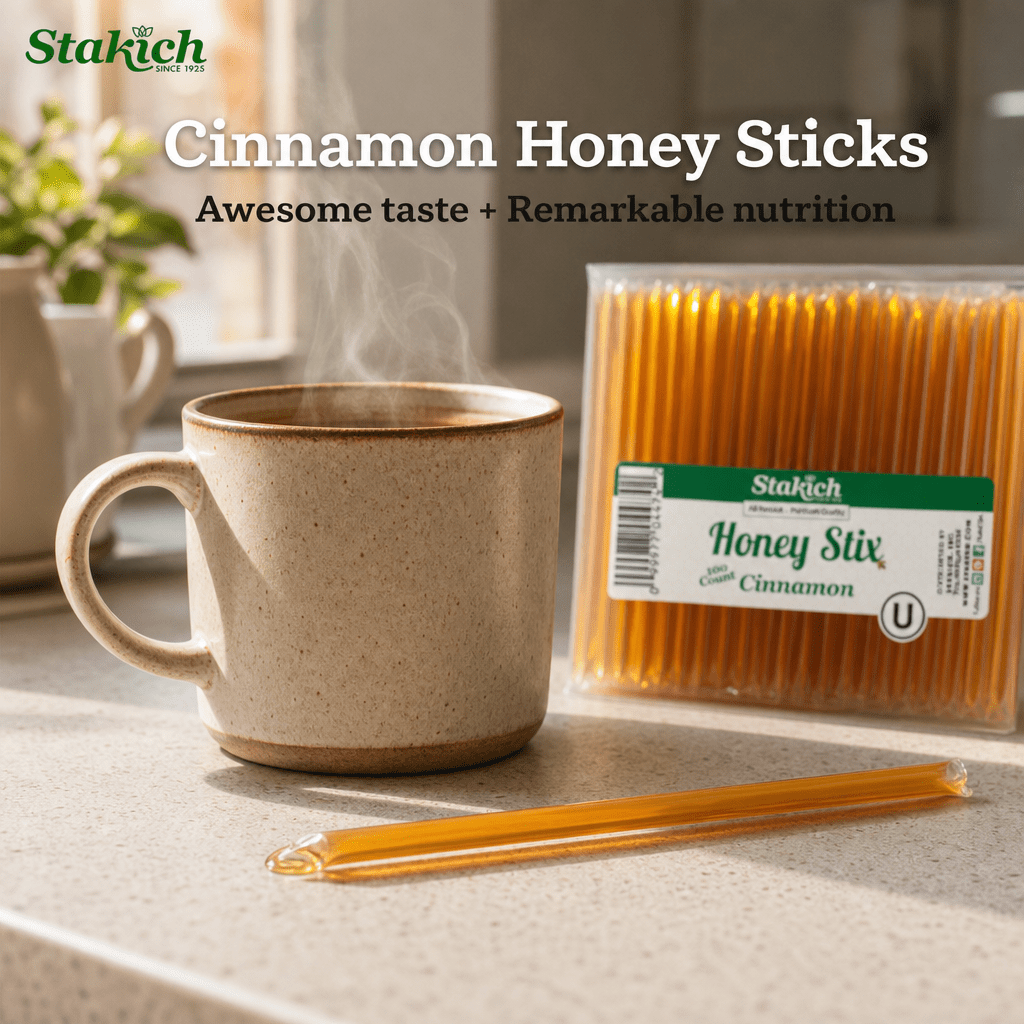 Stakich Cinnamon Grade A Honey Stix - 5 Packs of 100