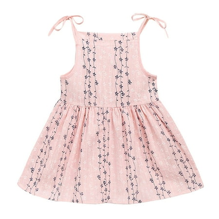 

Kids Toddler Girl Dress Sleeveless Midi Dresses Casual Print Beige 100