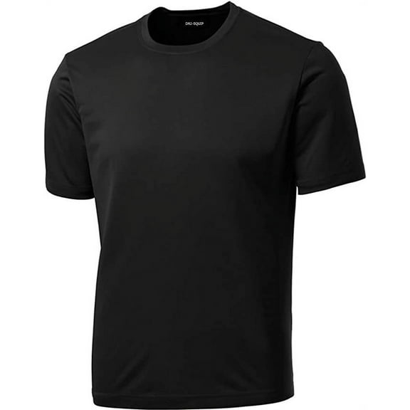 DRIEQUIP Men's Short Sleeve Moisture Wicking Athletic T-Shirt-Black-3XL