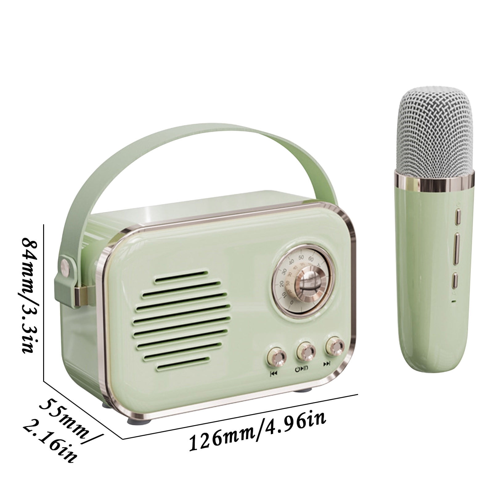 Byujiro Mini Karaoke Machine with 2 Wireless Microphones for Adults and Kids, Microphone Bluetooth Speaker Home Outdoor Song Portable Retro Sound System