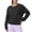 #070-Black, variant on Craaazy Casual Womens Waffle Knit Sweatshirt Crew Neck Raglan Sleeve Loose Fit Top for Sports and Daily Wear Gifts