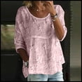 thumbnail image 2 of Womens Floral Babydoll Tops，Womens Summer Tops Plus Size Bohemian Clothes Embroidered Tops Puff Sleeve Peplum Tops Lace 3/4 Sleeve Flowy Tunic Peplum Tops For Women Elegant Loose Fit Top 3XL, 2 of 4