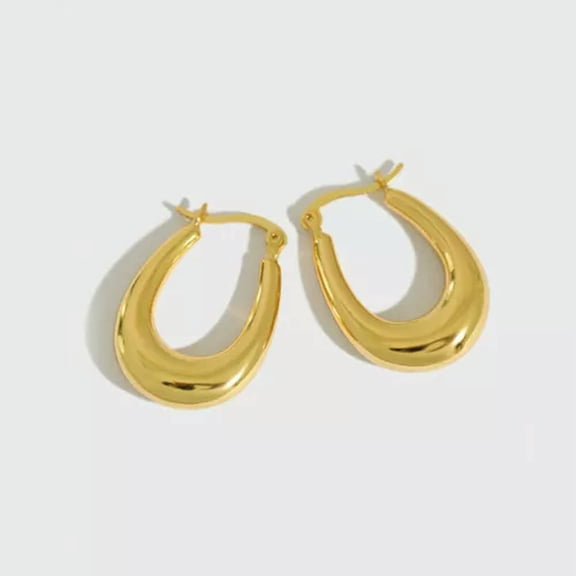 QQTDFG 925 Sterling Silver Teardrop French Lock Huggie Hoop Earrings F0389-Gold