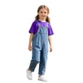 thumbnail image 4 of CAIVO Children Toddler Girls Denim Overalls Casual Loose Fit Jumpsuit With O-Neck Short Sleeve T-Shirts Tops Outfit Sets For Baby Trendy Clothes Sets, 4 of 5