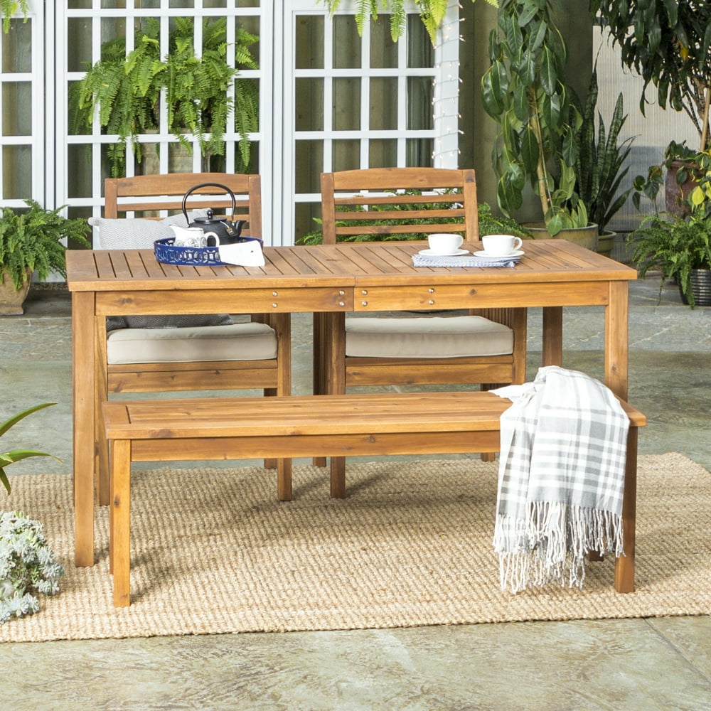 Manor Park Solid Wood 4Piece Outdoor Patio Dining Set, Brown Walmart