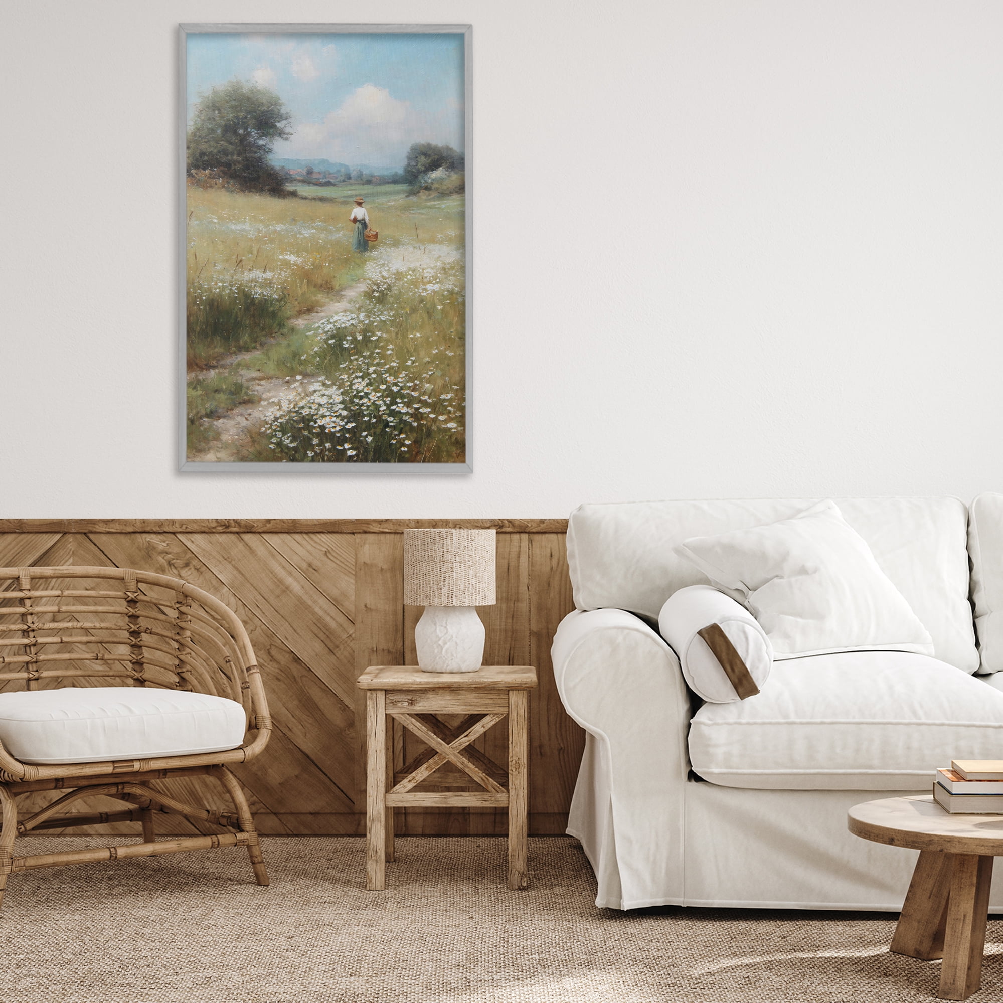 Stupell Industries Flower Gazing in Summer Meadow Gray Framed Giclee Art, design by Petal Prints Design