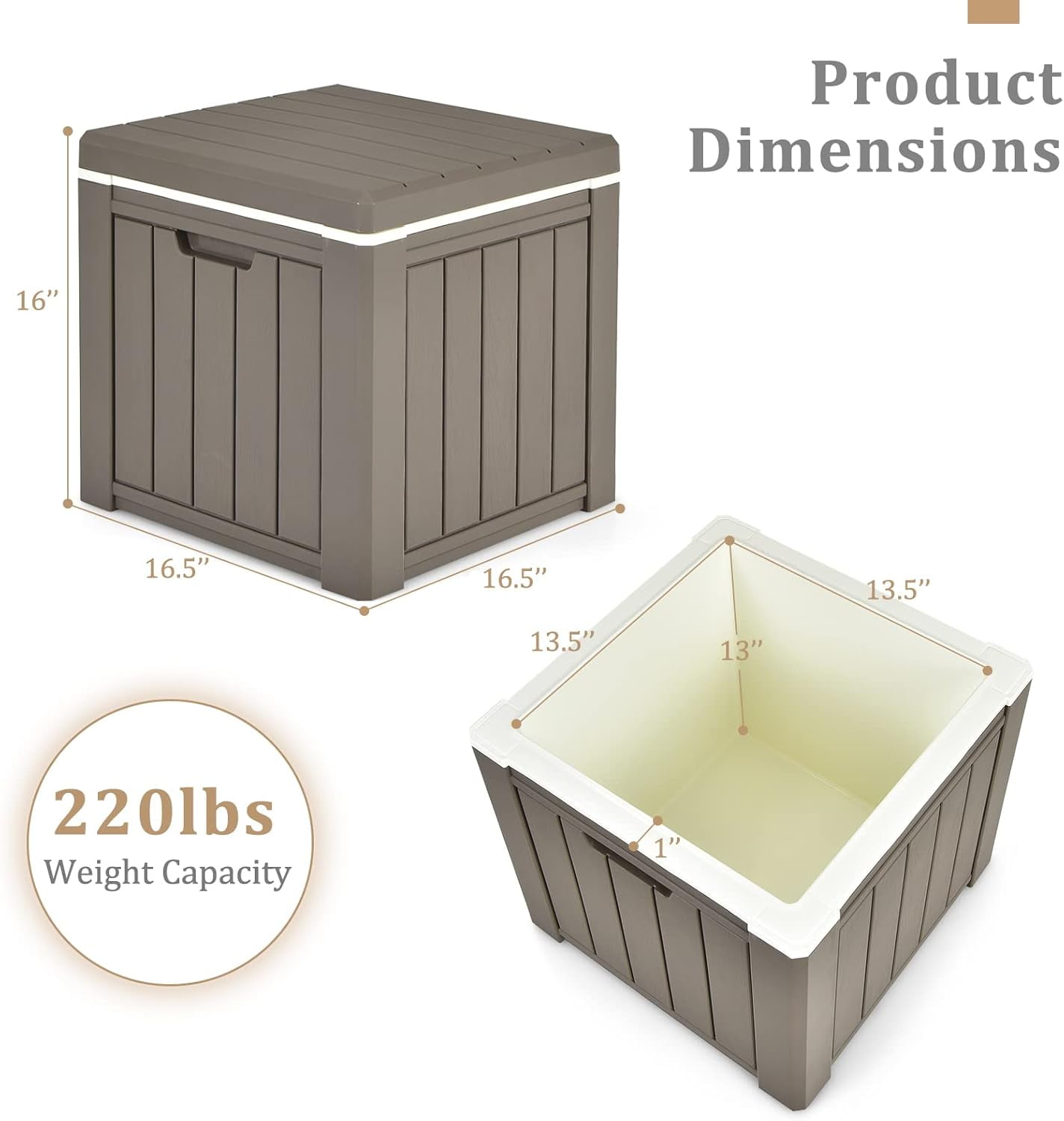 10 Gallon Light Coffee Ice Chest – Polypropylene Cooler with 4-in-1 Design, Removable Lid & Built-in Handles, 16.54×16.54×15.79 in
