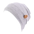 thumbnail image 1 of Gorro de turbante gris para mujer, gorro de algodón modal, gorro de quimioterapia elástico, envoltura para la cabeza con máscara de sujeción, botón antideslizante (máscara no incluida), 1 of 7