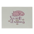 thumbnail image 1 of Saying Cutting Board, Sleeping Cartoon Cat with Stars Clouds on a Pastel Background, Decorative Tempered Glass Cutting and Serving Board, Small Size, Dried Rose Pale Pink, by Ambesonne, 1 of 1