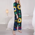 thumbnail image 3 of Fotbe Colorful Mexican Flower Pattern Long Sleeve Pajama Set for Women,Sleepwear Set,2-piece Loungewear Set,Soft PJs Comfy Nightwear with Pockets -Medium, 3 of 7