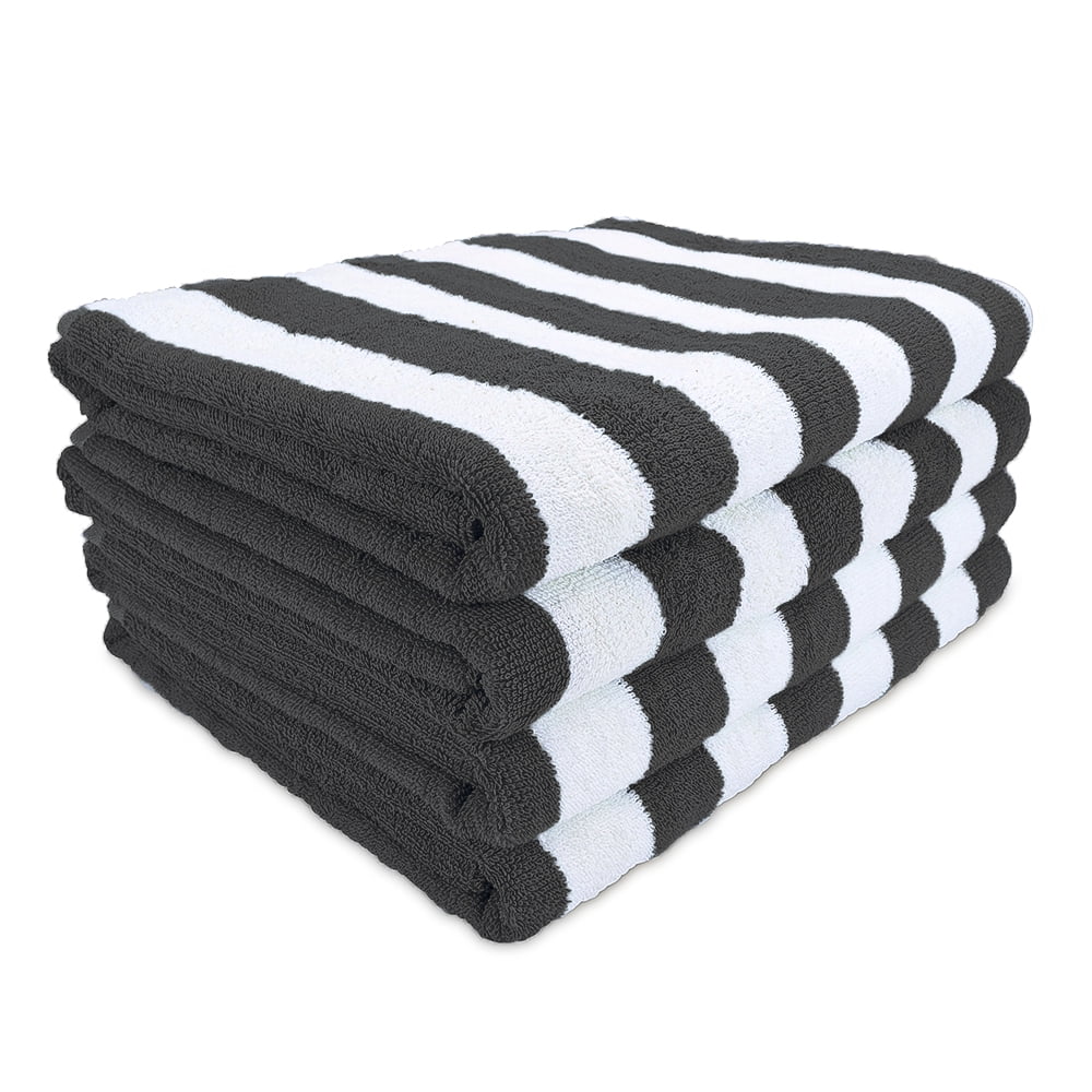 Egyptian Cotton Pool Towels Chlorine Resistant Striped Holiday Beach & Gym Towel 