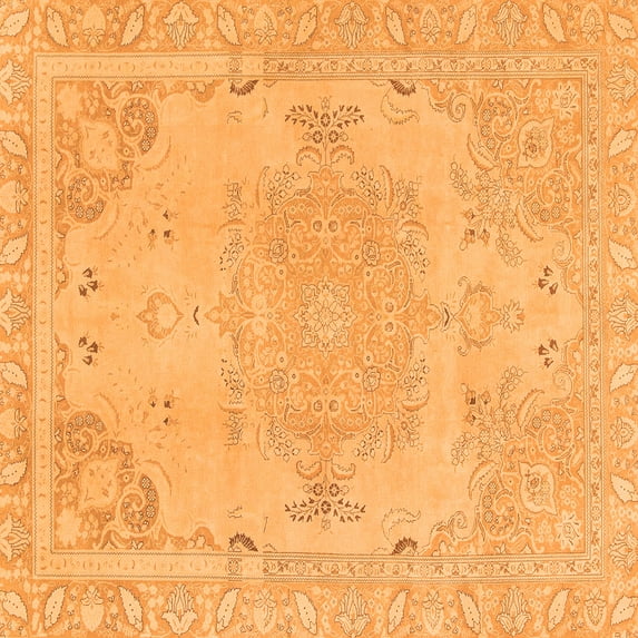 Ahgly Company Indoor Square Abstract Orange Modern Area Rugs, 4' Square