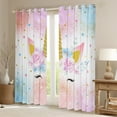 thumbnail image 2 of Girls Unicorn Curtains 42x63 inch Flower Girls Unicorn Blackout Curtains 30-50% for Kids Teens,Floral Stars Curtains Drapes,Colorful Ombre Window Curtains 2 Panels for Bedroom, 2 of 6