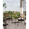 thumbnail image 3 of Set of Two Rattan Patio Chairs – Outdoor Rattan Dining Chairs, Metal Frame, Stylish Square Rattan Design, Perfect for Balcony, Backyard and Poolside, (White and Brown) (Black and Brown), 3 of 7