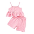 thumbnail image 2 of ITSAME Toddler Girls Outfit Set, Plaid Print Ruffled Camisole and Shorts Summer Casual Clothes 2-Piece Pink Size 4-5, 2 of 8