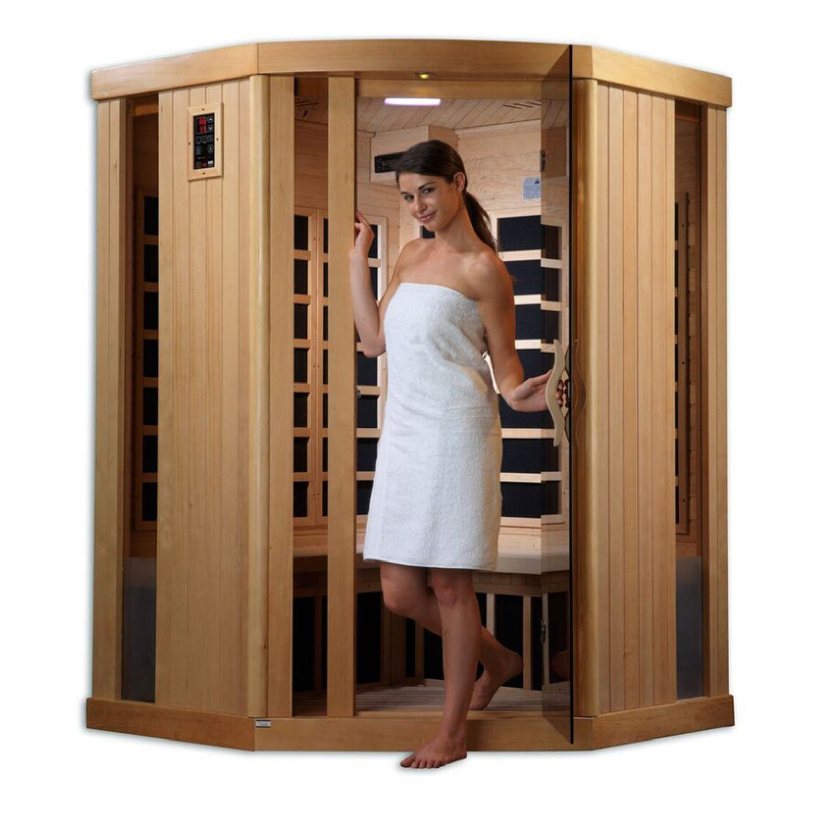 Golden Designs Inc. 3 Person Corner Infrared Sauna by Gold Design Saunas