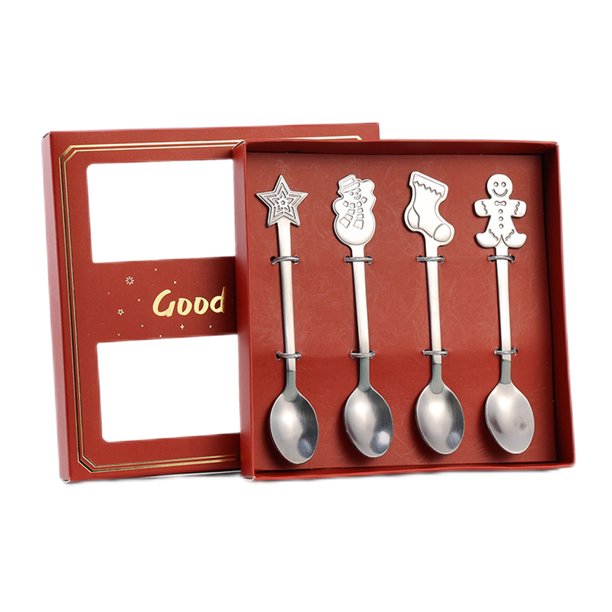 Batería de Cocina Árbol de Navidad Tenedor Cuchara Set Postre de dibujos animados Vajilla Caja de regalo (Estilo N) Tmvgtek Libre de BPA