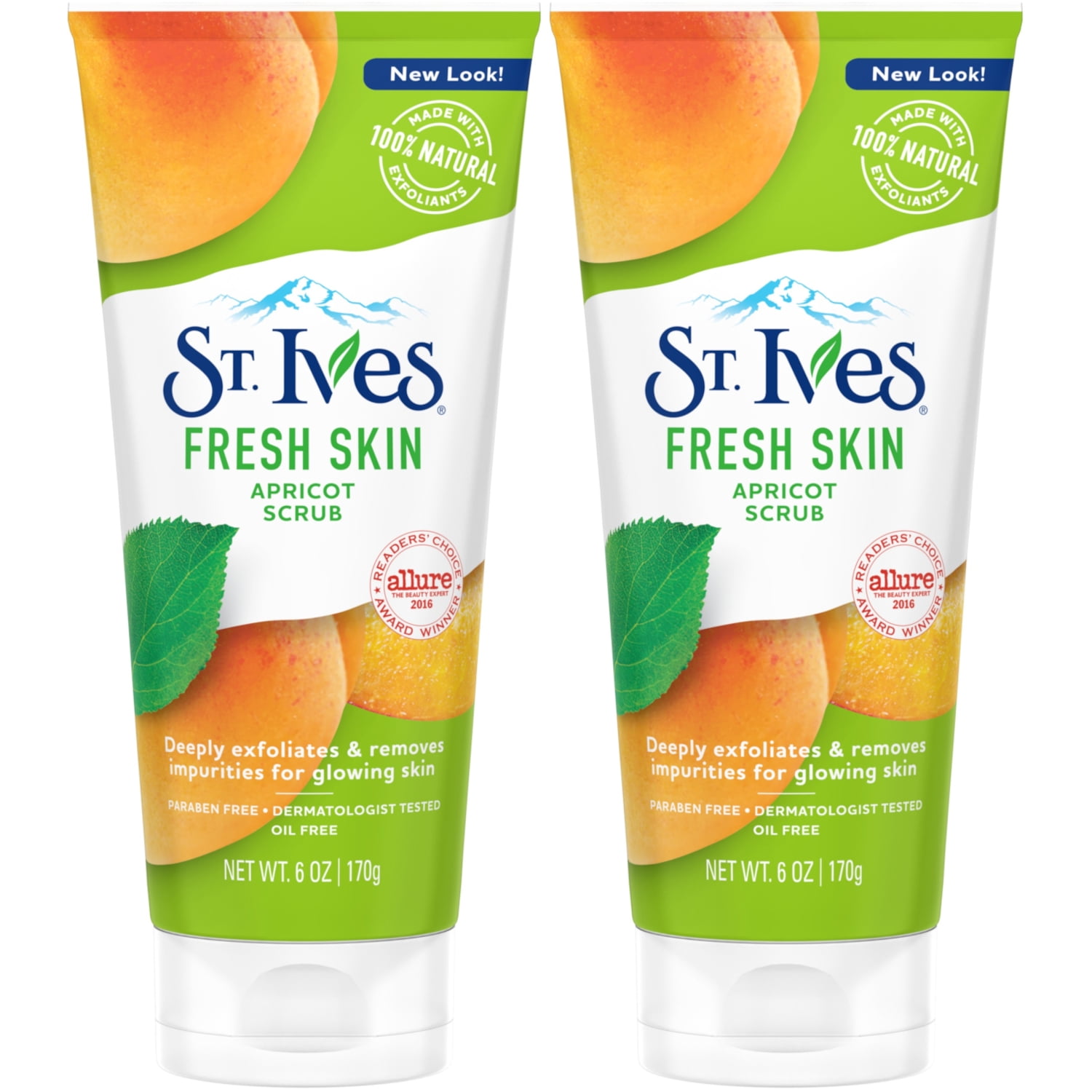 2 Pack St.Ives Naturally Clear Fresh Skin Apricot Scrub 6 Oz Each