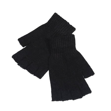 

Dido Fingerless Gloves Autumn Winter Soft Warm Knitted Open Finger Gloves for Women Men Black
