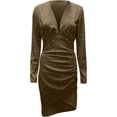 thumbnail image 4 of Vestido tubo para mujer, vestido de noche corto, abertura lateral, dobladillo irregular, vestido de cóctel, vestido mini sexy con escote en V profundo, vestido de fiesta de manga larga,, 4 of 5