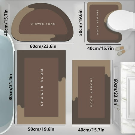 4-Piece Bathroom Mat Set Non-Slip Toilet Rug with Absorbent Memory Foam for Bath and Shower 4-Piece Bathroom Mat Set Non-Slip Toilet Rug with Absorbent Memory Foam for Bath and Shower