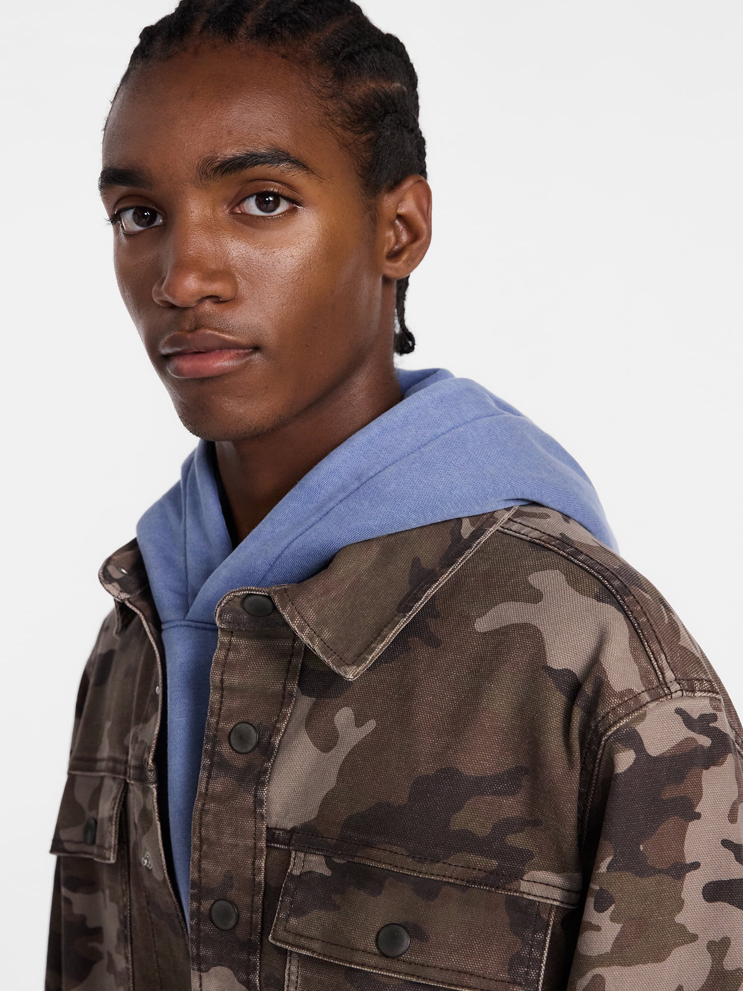 No Boundaries Denim Shacket with Long Sleeves, Men's XS-4XLT