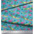 thumbnail image 3 of Soimoi Blue Cotton Poplin Fabric Palm Leaves & Flamingo Bird Print Fabric by the Yard 42 Inch Wide, 3 of 3