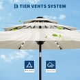 thumbnail image 3 of Garvee 10ft 3-Tier Solar Patio Umbrella with LED Lights, 8 Ribs, Push-Button Tilt, Crank Lift, Beige, 3 of 7