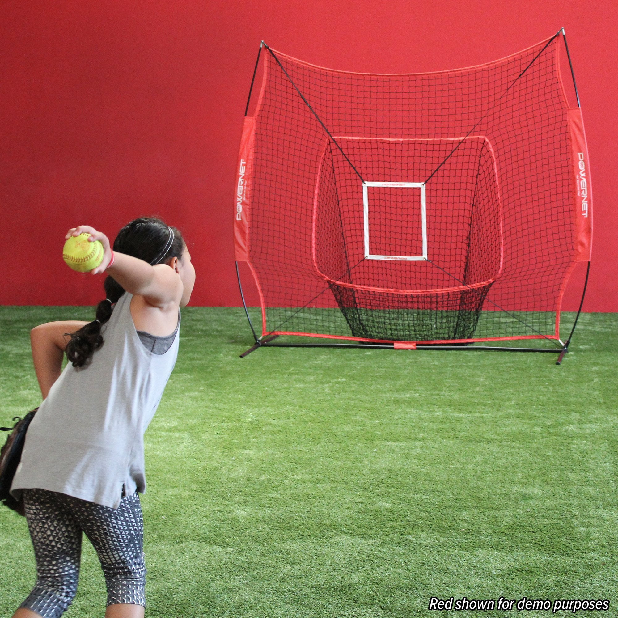 PowerNet DLX 7x7 Baseball Softball Practice Net (Bundle with Strike Zone and Training Ball)