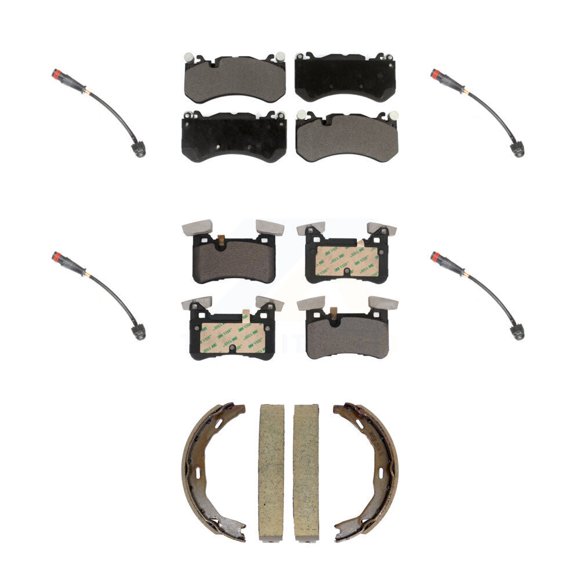 TEC Front Rear Ceramic Disc Brake Pads and Wear Sensors Kit (7Pc) for Car 2015 Mercedes-Benz C63 AMG 204.077 204.377 body code with 6.3L rear brakes with Painted Calipers KTW-101817