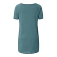 thumbnail image 4 of CHOK Womens Plus Size Clearance Women Ladies Button Print Round Neck Short Sleeve Irregular T-shirt Blouse Tops, 4 of 5