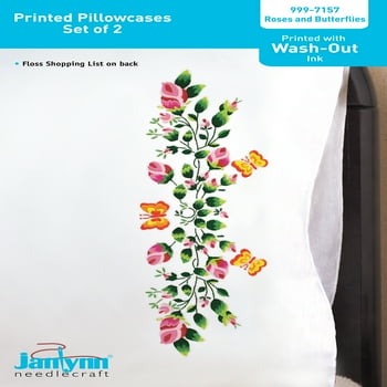 Janlynn Rose & Butterfles Pillowcase Pair Kit