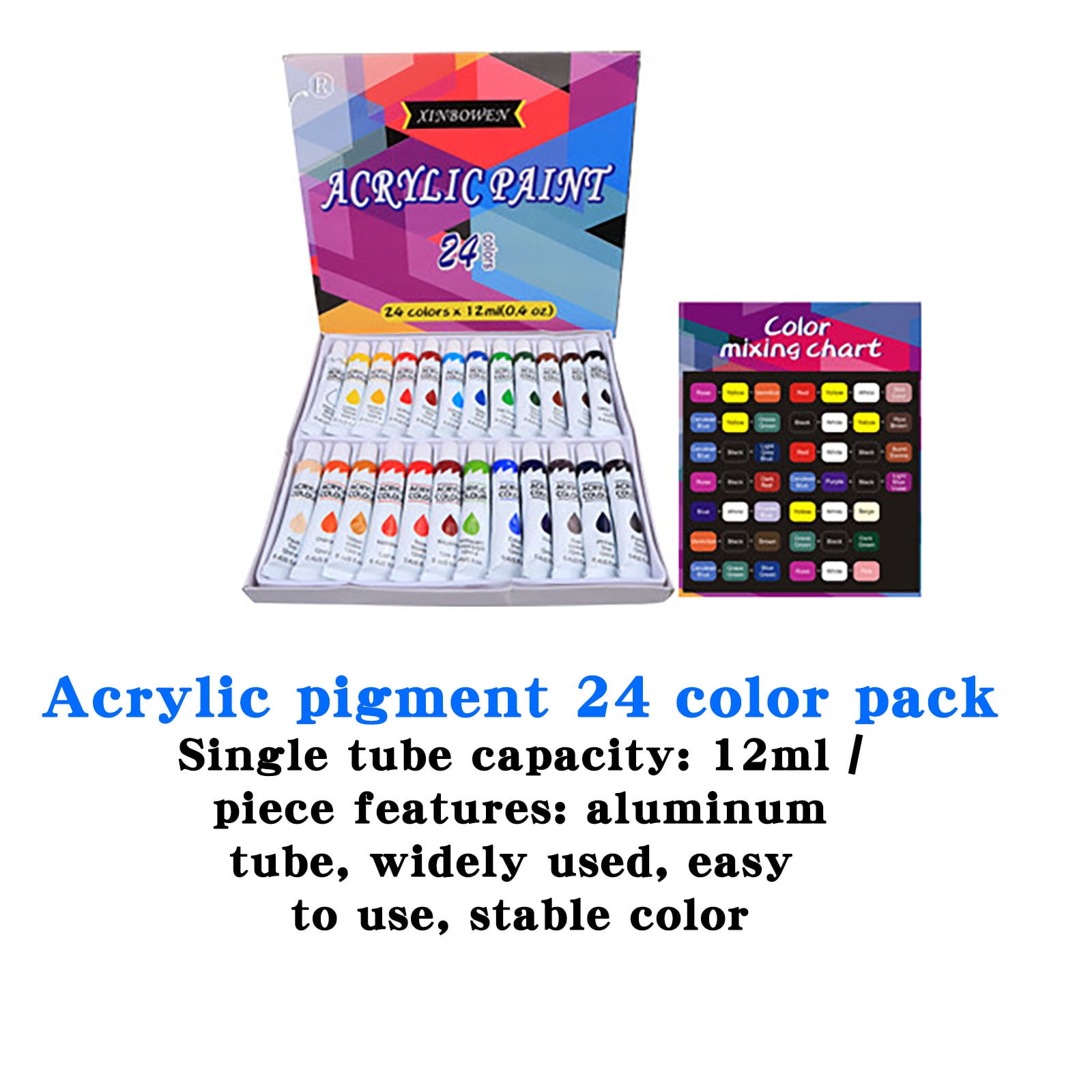 Acrylic Set 24 Colors | DIY Graffiti Craft Supplies for Kids & Adults - Includes 3 Brushes, 2 Drawing Boards | Rich Pigment Inks for Paper, Wood, Fabric | Sealing Cap Design - 22.5x20x4cm