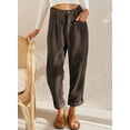 thumbnail image 3 of Asyoly Corduroy Pants for Women Solid Casual High Waisted Straight Leg Pants Loose Comfy Trousers with Pockets, 3 of 4