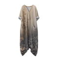 thumbnail image 3 of Nuoqisi Boho Maxi Dresses for Women 2026 Long Sleeve V Neck Smocked Vintage Floral Dress Loose Fit Garden Party Dresses, 3 of 7