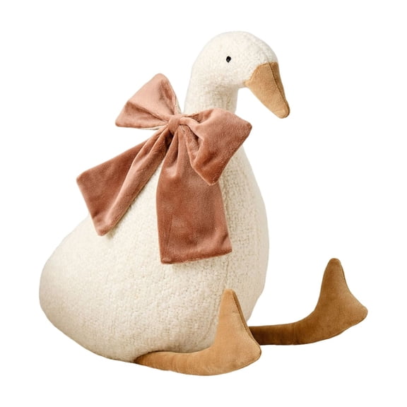 Kiewfjdk 12" Large Goose Plush Toy, White Easter Stuffed Animal with Velvet Bow, Soft Cuddly Goose Pillow for Kids, Easter Basket Stuffers, Spring Home Decor, Nursery Accent, Gift for Boys & Girls