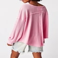 thumbnail image 2 of Women Long Sleeve T-Shirts Solid Color Dropped Shoulders V-Neck Waffle Shirts Spring Fall Loose Fit Tops Streetwear, 2 of 4