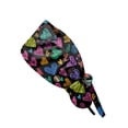 thumbnail image 2 of Love Heart Print Working Cap, Adjustable Surgical Scrub Hat, Casual Bouffant Head Cover for Women's Long Hair Cyan, 2 of 6