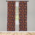 thumbnail image 5 of Ambesonne Floral Window Curtains, Funk Art Flower Pattern, Each 28" W x 63" L, Blue and Brown, 5 of 5