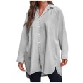 thumbnail image 1 of Mujeres Casual Sólido Botones de manga larga Suelta Cardigan Turndown Collar Blusa Tops Fridja bvmnju7519, 1 of 9