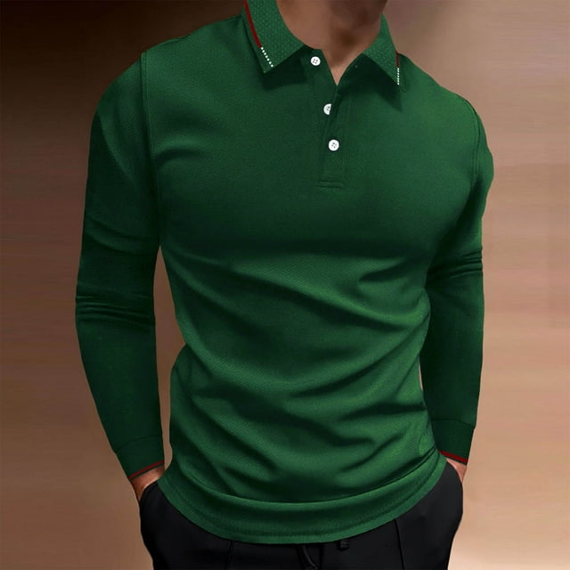pstuiky Camisas suaves de manga larga para hombre, Camisa de golf de manga larga con botones deportivos, informal, con cuello alto y barra vertical para hombre Tops de talla grande para hombre xxl