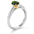 thumbnail image 3 of Gem Stone King 925 Sterling Silver and 10K Yellow Gold Tourmaline Green Mystic Topaz Solitaire Engagement Ring for Women (0.80 Cttw, Oval 7X5MM, Gemstone Birthstone, Size 5), 3 of 4