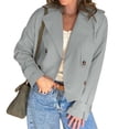 thumbnail image 4 of Double Breasted Women Solid Color Lapel Trench Coat Cropped Jacket, 4 of 6