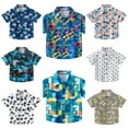 thumbnail image 2 of XBASW 6M-7T Boys Button down Shirts Printed Short Sleeve Blouses Top Summer Shirt with Pocket for Baby Toddler Kids, 2 of 12